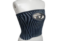 Load image into Gallery viewer, DIESEL ディーゼル M-Clarksville チューブトップ ロゴ プレート ニット ブルー 青 シルバー金具 A05770 サイズXS 美品 中古 55394