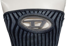Load image into Gallery viewer, DIESEL ディーゼル M-Clarksville チューブトップ ロゴ プレート ニット ブルー 青 シルバー金具 A05770 サイズXS 美品 中古 55394