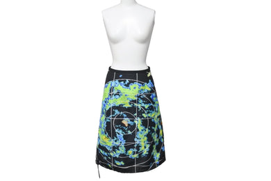 PRADA プラダ 17SS スカート 21H775 S171 1M3S レーダー柄 気象レーダー ナイロン ブラック マルチカラー サイズ38 美品 中古 55403