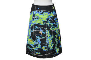 PRADA プラダ 17SS スカート 21H775 S171 1M3S レーダー柄 気象レーダー ナイロン ブラック マルチカラー サイズ38 美品 中古 55403