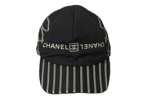CHANEL シャネル スポーツライン キャップ 帽子 ココマーク ブラック ホワイト ドレイク M ナイロン 美品 中古 55408