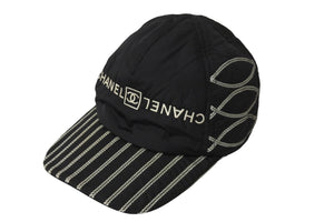 CHANEL シャネル スポーツライン キャップ 帽子 ココマーク ブラック ホワイト ドレイク M ナイロン 美品 中古 55408