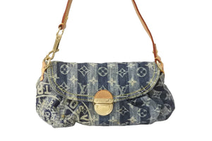 LOUIS VUITTON ルイヴィトン ショルダーバッグ モノグラム デニム ミニプリーティ レイエ ハンドポーチ M95333 美品 中古 55412