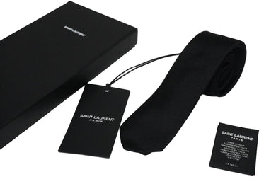 YVES SAINT LAURENT イヴサンローラン シグネチャー イブニングスキニータイネクタイ 7200953Y0431000 美品 中古 55417 
