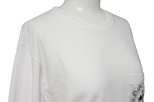 CHROME HEARTS クロムハーツ 長袖Ｔシャツ カットソー ロゴ入り ホワイト ブラック コットン サイズS 美品 中古 55426