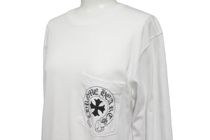 CHROME HEARTS クロムハーツ 長袖Ｔシャツ カットソー ロゴ入り ホワイト ブラック コットン サイズS 美品 中古 55426