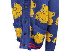Load image into Gallery viewer, GUCCI グッチ カーディガン テディベア ジャカード ネイビー ウール 439694 X5F50 サイズS 美品 中古 55431