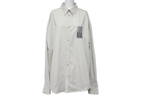 極美品 BALENCIAGA バレンシアガ 21AW バーコードロゴ オーバーサイズ 長袖シャツ グレー 662982 サイズ38 中古 55433