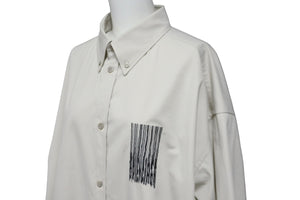 極美品 BALENCIAGA バレンシアガ 21AW バーコードロゴ オーバーサイズ 長袖シャツ グレー 662982 サイズ38 中古 55433