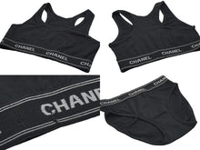 Load image into Gallery viewer, 新品未使用 CHANEL シャネル インナーセットアップ P03020V01014 コットン スパンデックス ブラック サイズ38 中古 55439