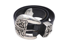 Load image into Gallery viewer, CHROME HEARTS クロムハーツ ベルト クラシック3ピースレザーベルト ブラック レザー シルバー金具 良品 中古 55442