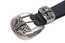 Load image into Gallery viewer, CHROME HEARTS クロムハーツ ベルト クラシック3ピースレザーベルト ブラック レザー シルバー金具 良品 中古 55442