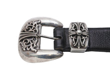 Load image into Gallery viewer, CHROME HEARTS クロムハーツ ベルト クラシック3ピースレザーベルト ブラック レザー シルバー金具 良品 中古 55442