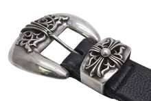 Load image into Gallery viewer, CHROME HEARTS クロムハーツ ベルト クラシック3ピースレザーベルト ブラック レザー シルバー金具 良品 中古 55442