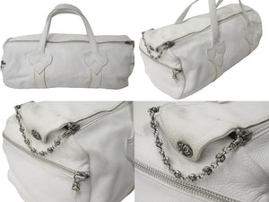 CHROME HEARTS クロムハーツ スモール DFFL TNY タイニー ダッフルバッグ ホワイト シルバー925 レザー 良品 中古 55443