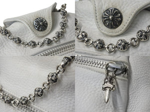 CHROME HEARTS クロムハーツ スモール DFFL TNY タイニー ダッフルバッグ ホワイト シルバー925 レザー 良品 中古 55443