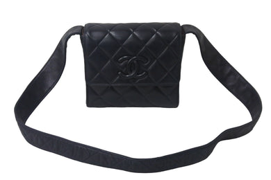 CHANEL シャネル ループショルダーバッグ ココマーク マトラッセ 4番台 1997年 ラムスキン ネイビー ゴールド金具 美品 中古 55456