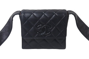 CHANEL シャネル ループショルダーバッグ ココマーク マトラッセ 4番台 1997年 ラムスキン ネイビー ゴールド金具 美品 中古 55456