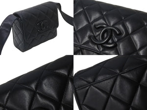 CHANEL シャネル ループショルダーバッグ ココマーク マトラッセ 4番台 1997年 ラムスキン ネイビー ゴールド金具 美品 中古 55456