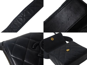CHANEL シャネル ループショルダーバッグ ココマーク マトラッセ 4番台 1997年 ラムスキン ネイビー ゴールド金具 美品 中古 55456