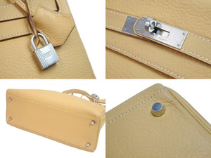 HERMES エルメス ケリー32 内縫い ナチュラルサブレ トリヨンクレマンス マットシルバー金具 □D刻印 2000年 中古 55462