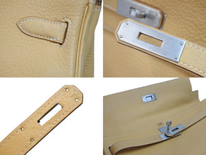 HERMES エルメス ケリー32 内縫い ナチュラルサブレ トリヨンクレマンス マットシルバー金具 □D刻印 2000年 中古 55462