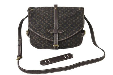 Louis Vuitton ルイヴィトン モノグラムミニラン ソミュール30 M95227 ブラウン ショルダーバッグ ゴールド金具 美品 中古 55468