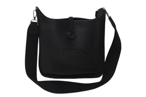極美品 HERMES エルメス エブリン1GM ショルダーバッグ ブラック □J刻印 トリヨンクレマンス 斜め掛け Hロゴ 中古 55470
