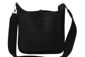 極美品 HERMES エルメス エブリン1GM ショルダーバッグ ブラック □J刻印 トリヨンクレマンス 斜め掛け Hロゴ 中古 55470