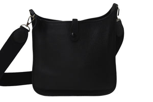 極美品 HERMES エルメス エブリン1GM ショルダーバッグ ブラック □J刻印 トリヨンクレマンス 斜め掛け Hロゴ 中古 55470