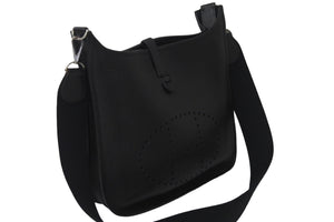 極美品 HERMES エルメス エブリン1GM ショルダーバッグ ブラック □J刻印 トリヨンクレマンス 斜め掛け Hロゴ 中古 55470