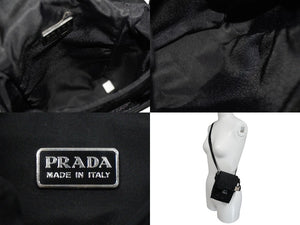 極美品 PRADA プラダ ミニショルダーバッグ ナイロン トライアングルロゴ ブラック シルバー金具 中古 55482 