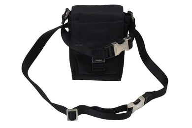 極美品 PRADA プラダ ミニショルダーバッグ ナイロン トライアングルロゴ ブラック シルバー金具 中古 55482 