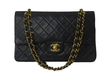 CHANEL シャネル マトラッセ25 ショルダーバッグ ダブルフラップ 2番台 ラムスキン ブラック ゴールド金具 美品 中古 55484