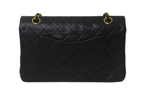 CHANEL シャネル マトラッセ25 ショルダーバッグ ダブルフラップ 2番台 ラムスキン ブラック ゴールド金具 美品 中古 55484