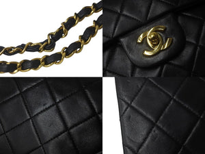 CHANEL シャネル マトラッセ25 ショルダーバッグ ダブルフラップ 2番台 ラムスキン ブラック ゴールド金具 美品 中古 55484