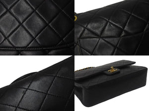 CHANEL シャネル マトラッセ25 ショルダーバッグ ダブルフラップ 2番台 ラムスキン ブラック ゴールド金具 美品 中古 55484