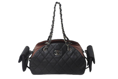 CHANEL シャネル ハンドバッグ ワンショルダーバッグ ココマーク ラムスキン 11番台 2007年 ブラック シルバー金具 美品 中古 55495
