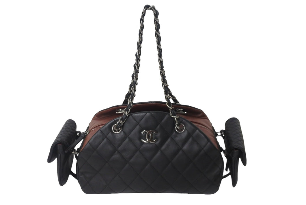CHANEL シャネル ハンドバッグ ワンショルダーバッグ ココマーク ラムスキン 11番台 2007年 ブラック シルバー金具 美品 中古 55495