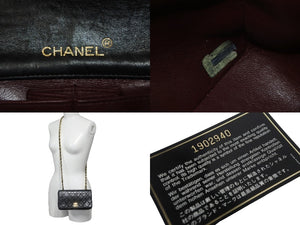 CHANEL シャネル マトラッセ フルフラップ チェーン ショルダーバッグ 1番台 ブラック ラムスキン ゴールド金具 美品 中古 55502