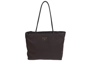 PRADA プラダ TESSUTO CITY トートバッグ ショルダーバッグ トライアングルロゴ ナイロン 茶色 ブラウン B7351 美品 中古 55513
