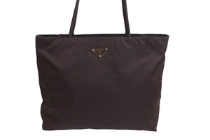 PRADA プラダ TESSUTO CITY トートバッグ ショルダーバッグ トライアングルロゴ ナイロン 茶色 ブラウン B7351 美品 中古 55513