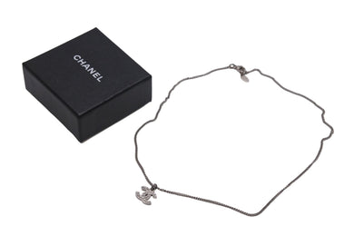 CHANEL シャネル ネックレス ペンダント チョーカー ココマーク ラインストーン シルバー 09V 美品 中古 55518