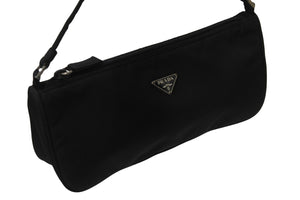 PRADA プラダ ハンドバッグ ワンショルダー トライアングルロゴ ブラック ナイロン シルバー金具 美品 中古 55524 