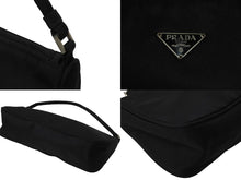 画像をギャラリービューアに読み込む, PRADA プラダ ハンドバッグ ワンショルダー トライアングルロゴ ブラック ナイロン シルバー金具 美品 中古 55524 