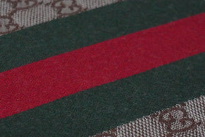 GUCCI グッチ マフラー ショール GG柄 シェリーライン ブラウン グリーン レッド 47351・4G704・2766 良品 中古 55526 