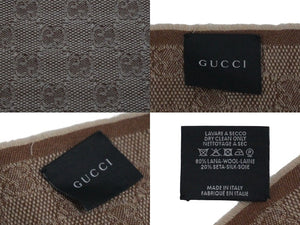 GUCCI グッチ マフラー ショール GG柄 シェリーライン ブラウン グリーン レッド 47351・4G704・2766 良品 中古 55526 