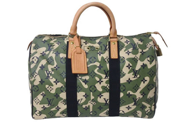 新品同様 ルイ ヴィトン LOUIS VUITTON モノグラモ フラージュ スピーディ 35 バッグ カモフラ グリーン M95773 村上隆 中古 55532