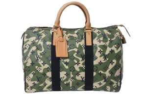 新品同様 ルイ ヴィトン LOUIS VUITTON モノグラモ フラージュ スピーディ 35 バッグ カモフラ グリーン M95773 村上隆 中古 55532