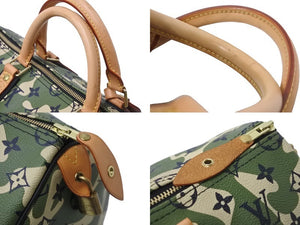 新品同様 ルイ ヴィトン LOUIS VUITTON モノグラモ フラージュ スピーディ 35 バッグ カモフラ グリーン M95773 村上隆 中古 55532